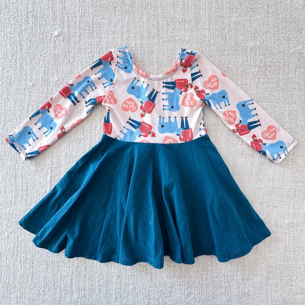 Malia & Kai Paul Bunyan Long Sleeve Cross-back Dress GUC 2T